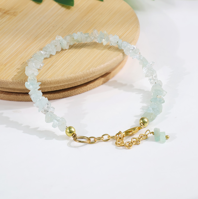 Aquamarine Chips Chain Bracelet