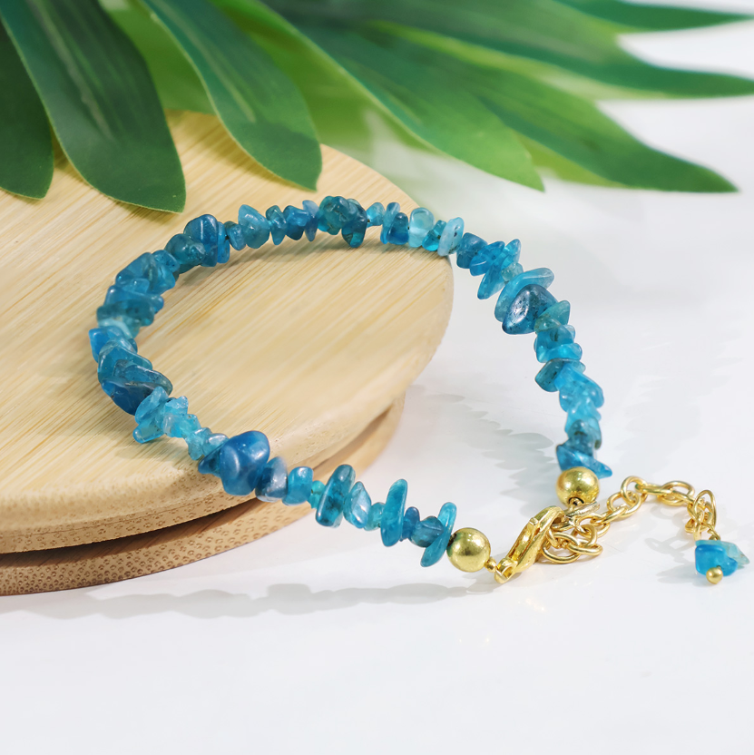 Blue Apatite Chips Chain Bracelet