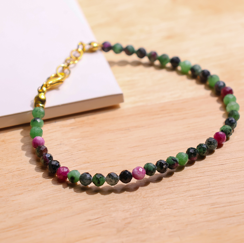 Ruby Zoisite Faceted Chain Bracelet