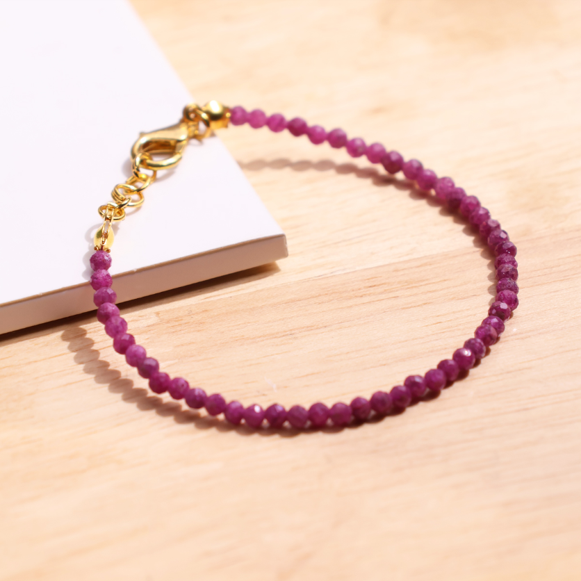 Ruby Faceted Chain Bracelet 3mm