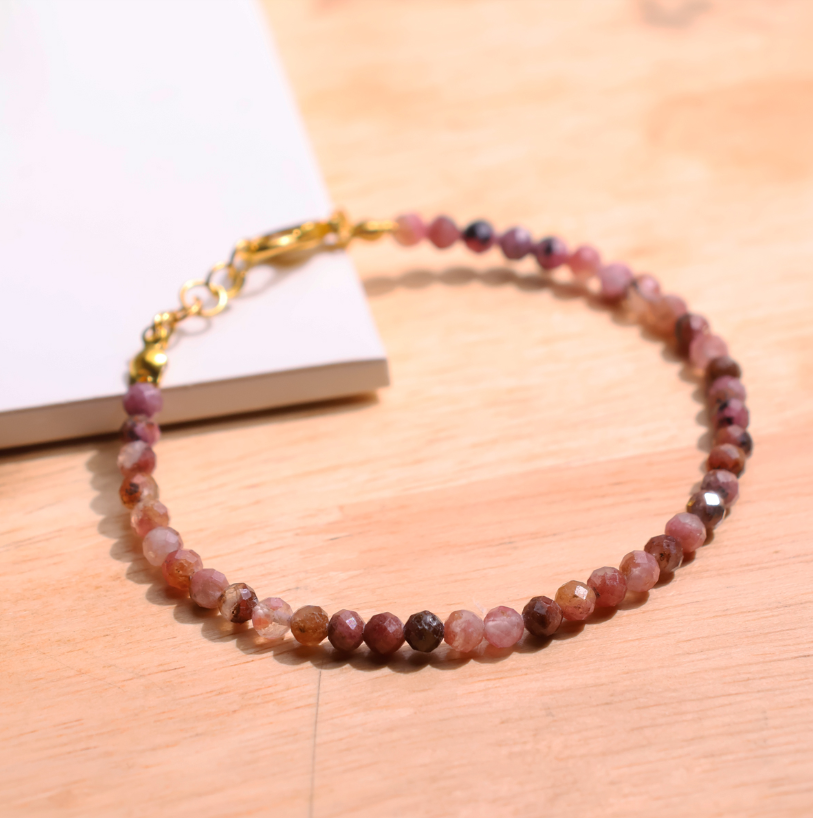 Rhodonite Faceted chain Bracelet 4mm