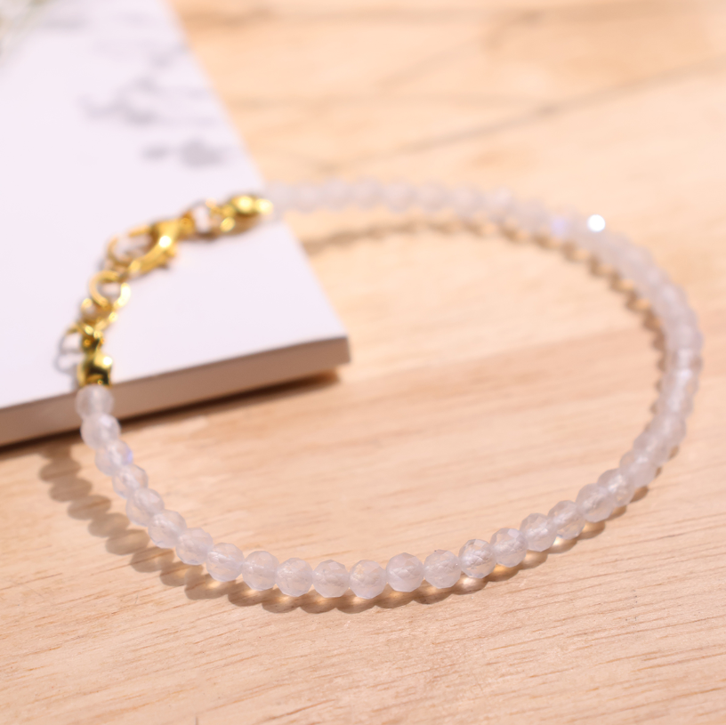 Rainbow Moonstone Faceted Chain Bracelet 4mm