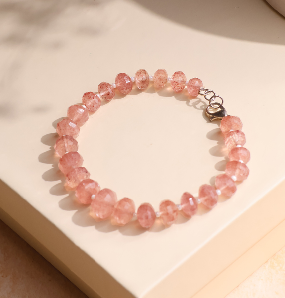 Strawberry Quartz Bati Faceted Big Bracelet