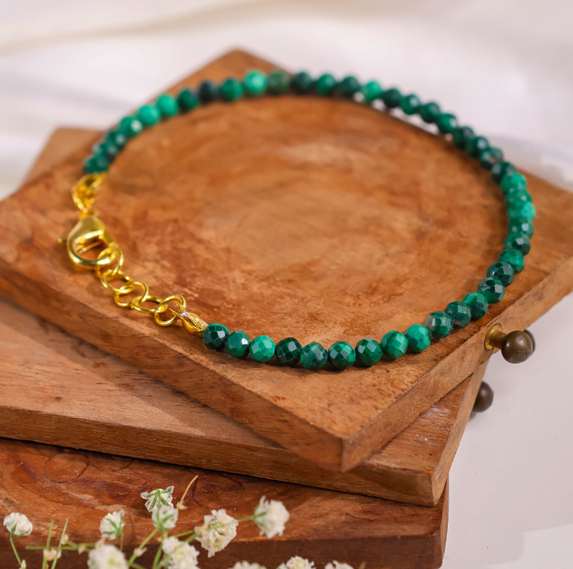 Malachite Faceted chain Bracelet 4mm