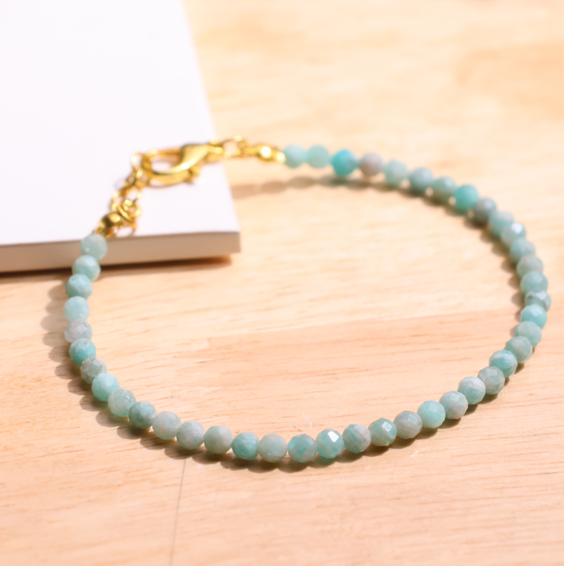 Amazonite Faceted Chain Bracelet 4mm