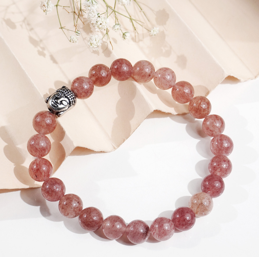 Strawberry Quartz Buddha Bracelet 8 mm