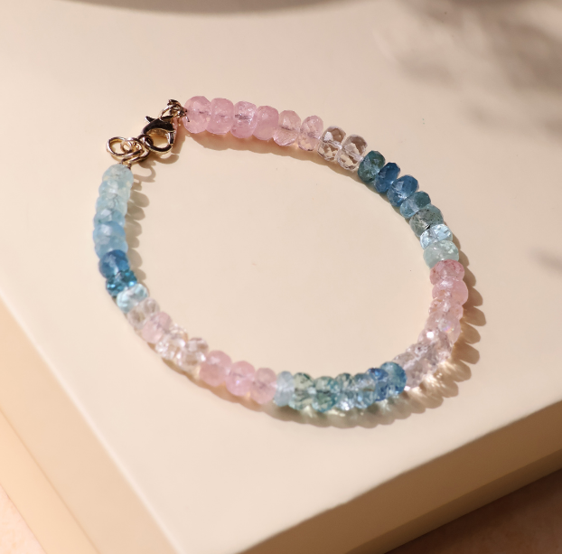Morganite Bati Faceted Silver Bracelet