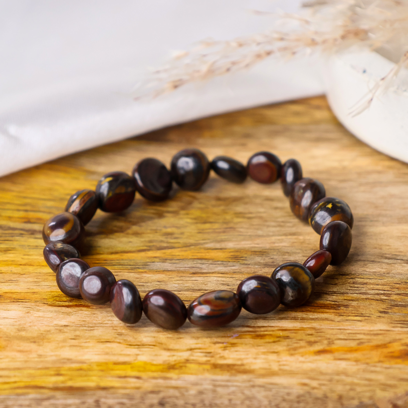 Red Tiger Eye Small Tumble Beads Bracelet