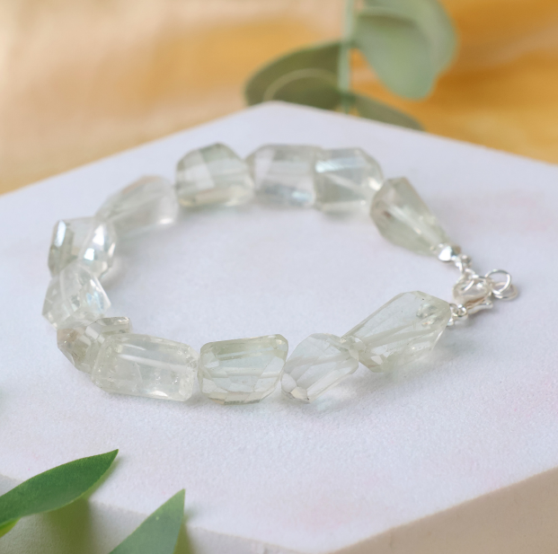 Green Amethyst Faceted Tumble Bracelet