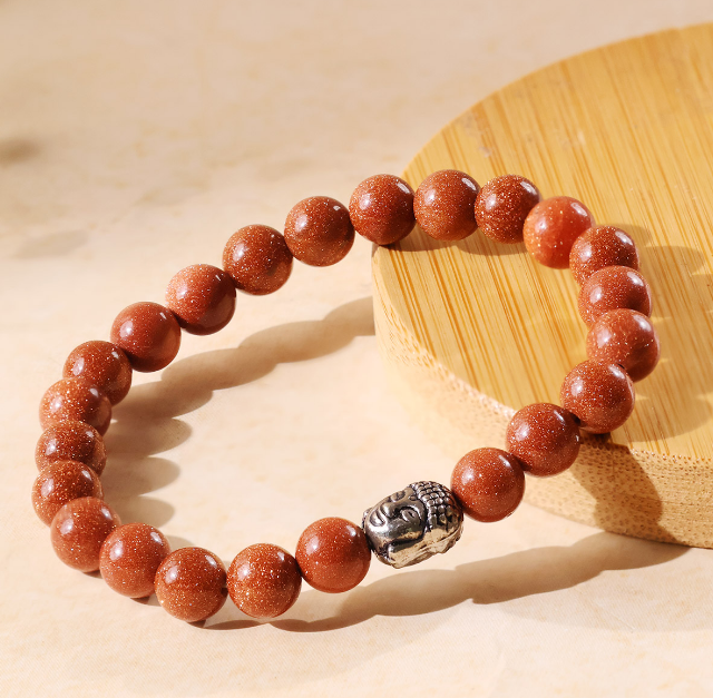 Gold Stone Buddha Bracelet 8 mm