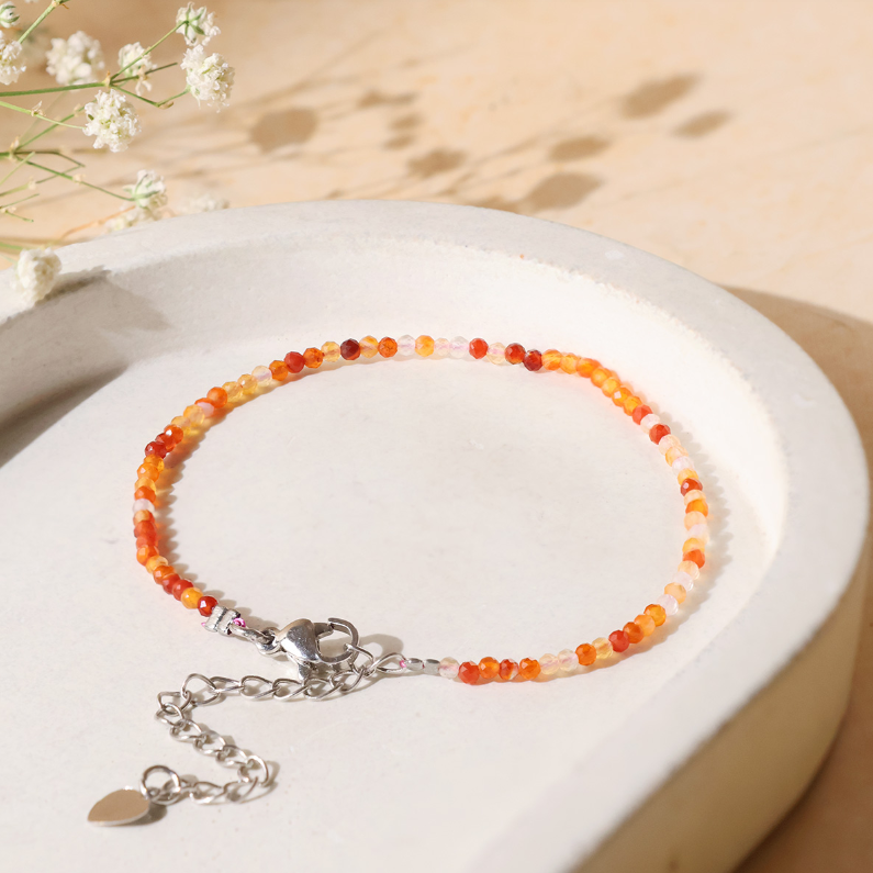Red Carnilian Faceted Chain Bracelet 2 MM