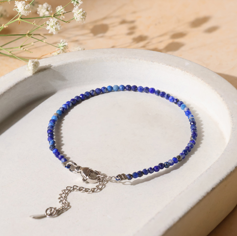 Lapis Faceted Chain Bracelet 2 MM