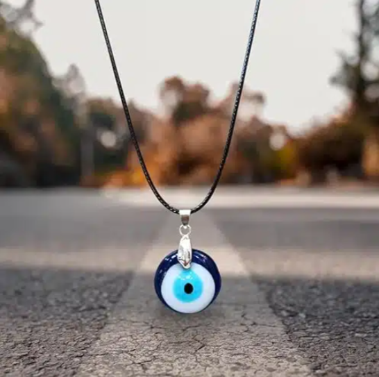 Evil Eye Round With Black Thread Pendant