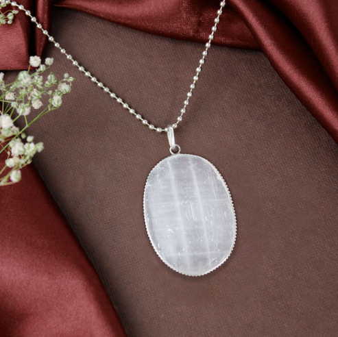 Selenite Oval Pendant