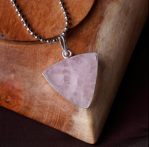 Rose Quartz Triangle Shape Pendant