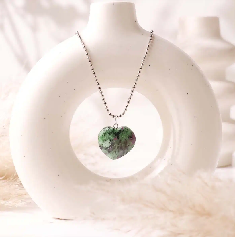 Ruby Zoisite Mini Heart Pendant