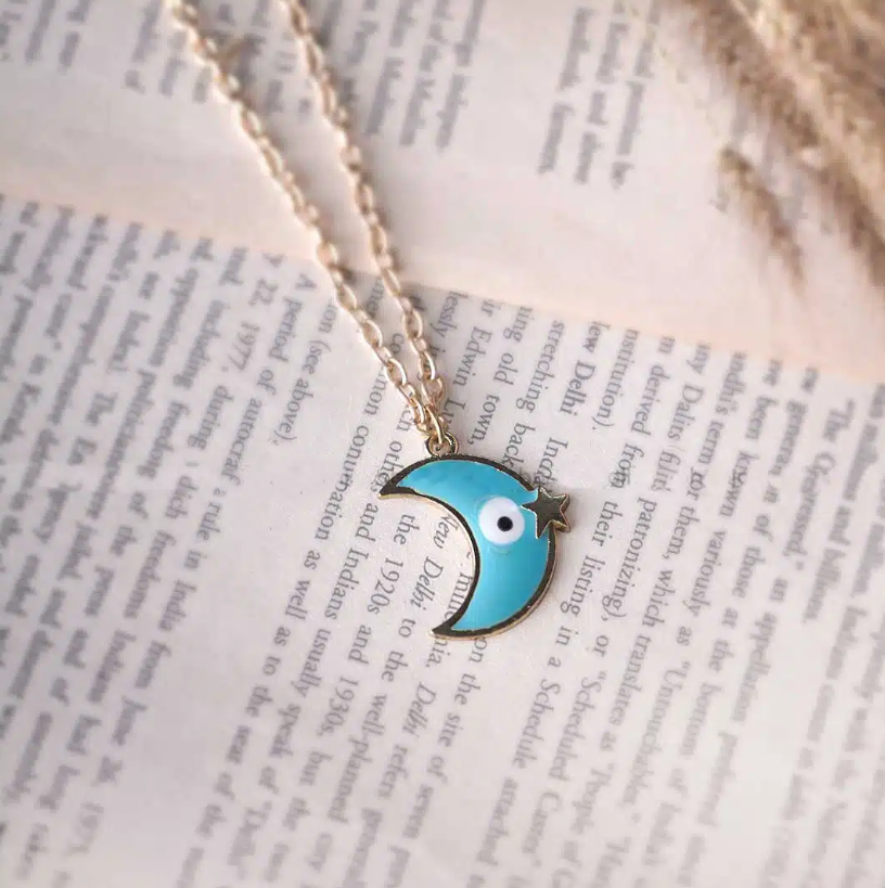 Evil Eye Moon Pendant – Turquoise Colour