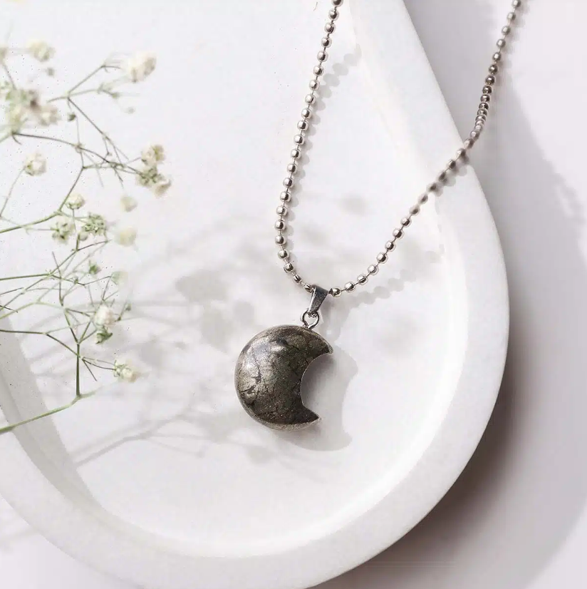 Pyrite Half Moon Pendant
