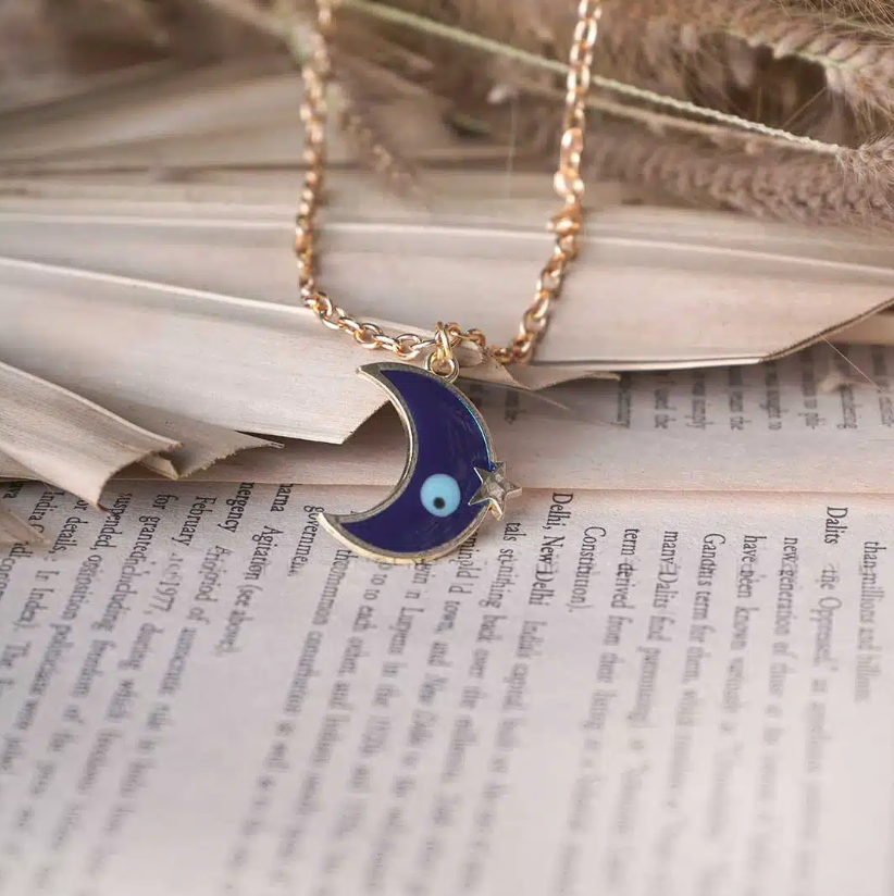 Evil Eye Moon Pendant – Blue