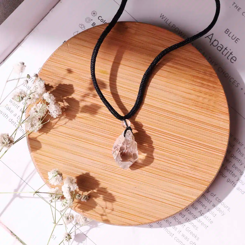 Herkimer Diamond Black Thread Pendant