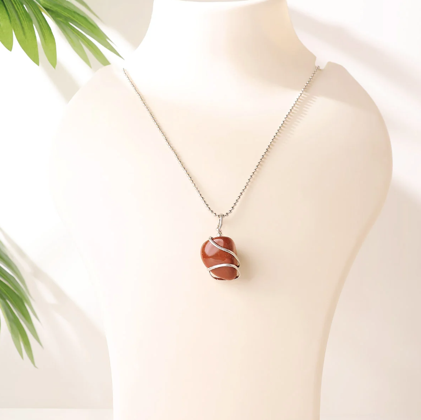 Red Jasper Tumble Wire Pendant