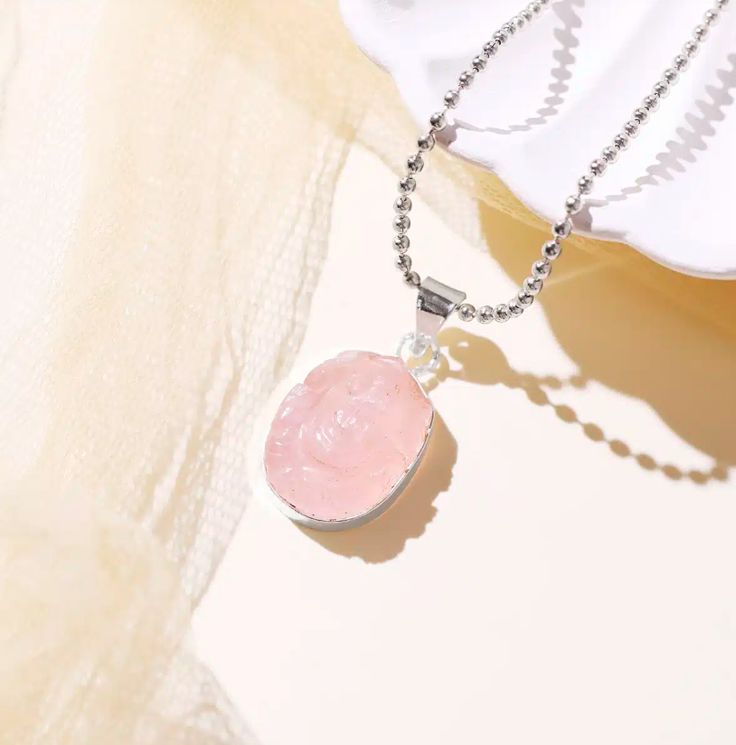 Rose Quartz Ganesha Pendant