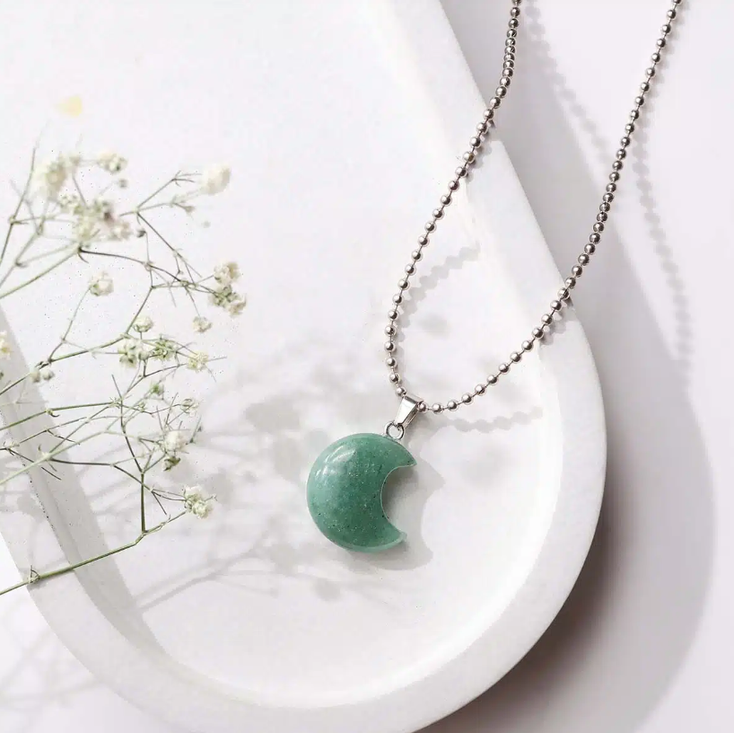 Green Aventurine Half Moon Pendant