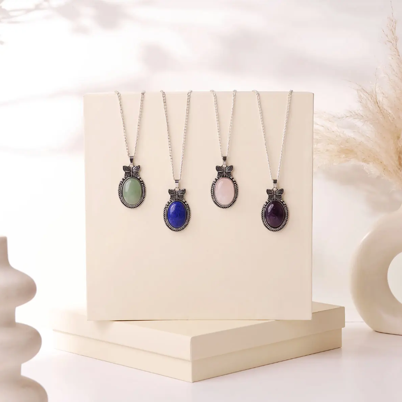 Butterfly Oval Pendant