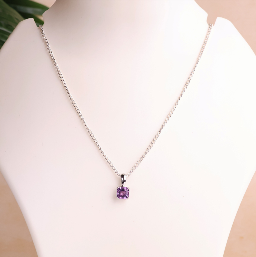 Amethyst Square Pendant Silver