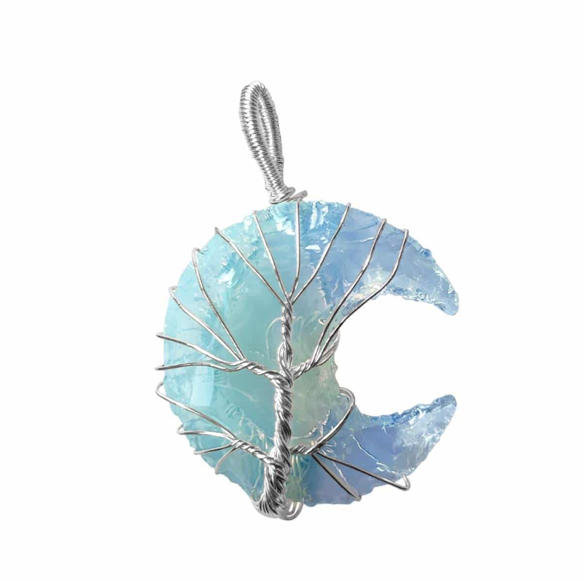 Opalite Half Moon Wired Pendant