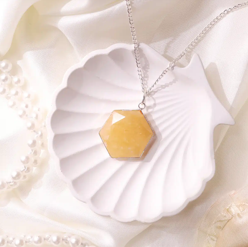 Golden Quartz Hexagon Pendant