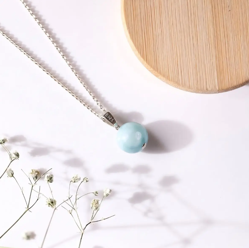 Larimar Ball Pendant Silver