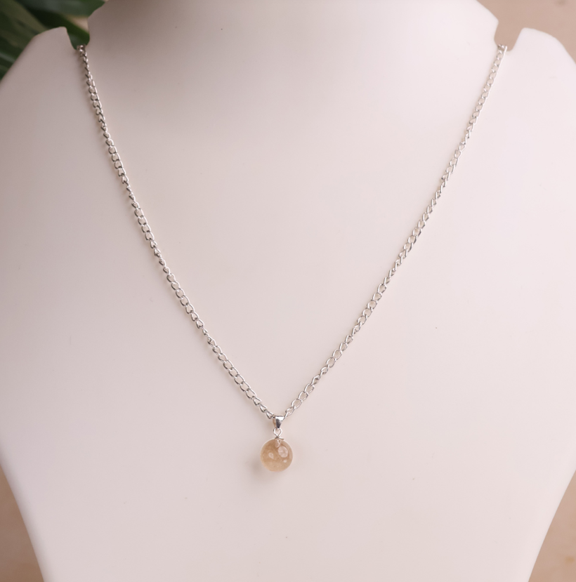 Golden Rutile Ball Silver Pendant