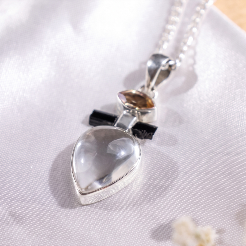 Citrine With B T & CQ Pendant Silver