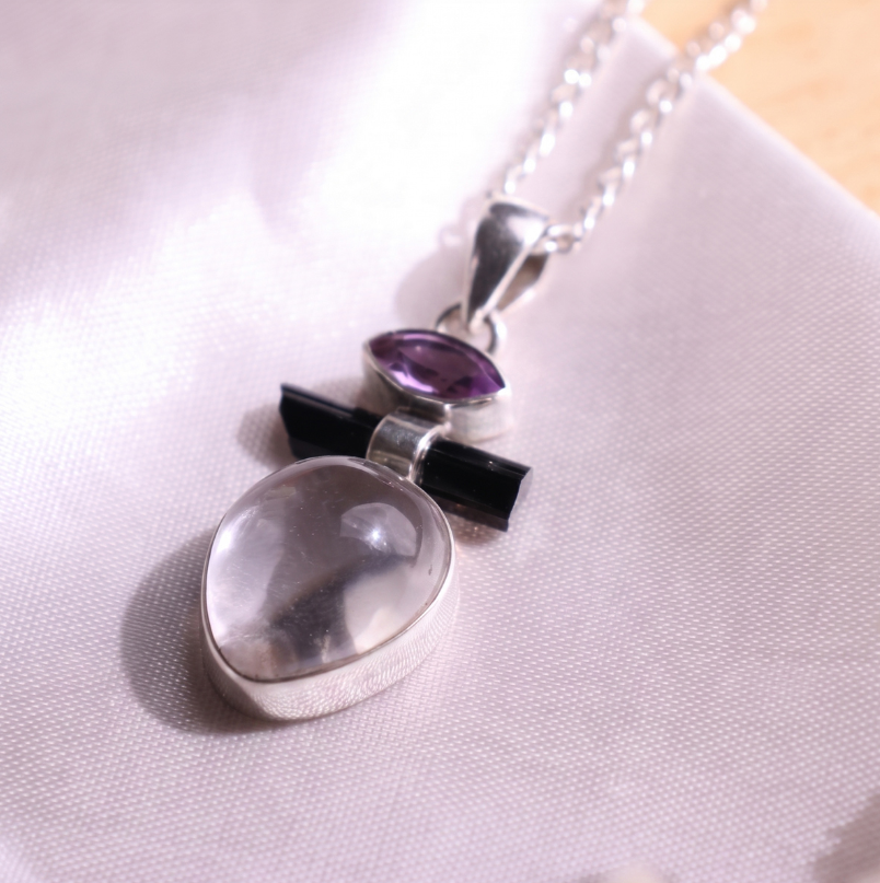 Amethyst With B T & CQ Pendant Silver