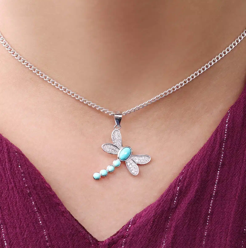 Firoza Dragonfly Sterling Silver 925 Pendant