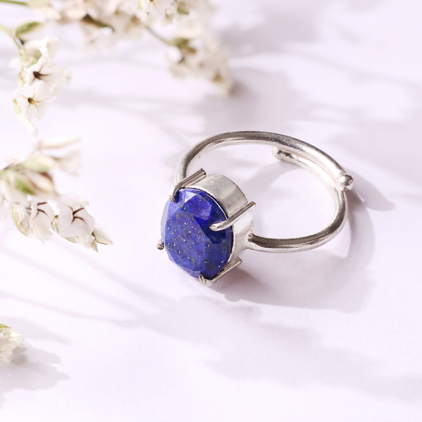 Lapis Lazuli Diamond Cut Ring