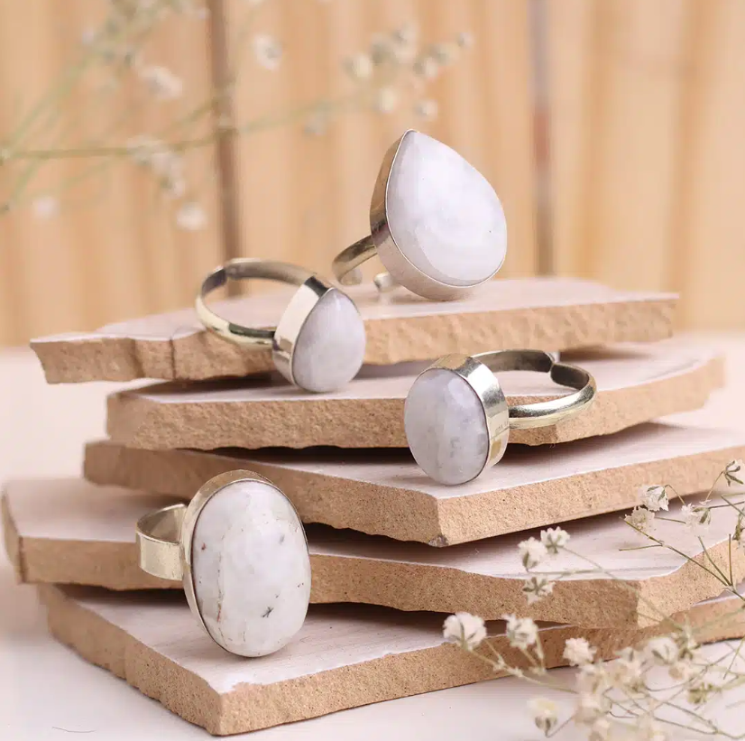Rainbow Moonstone Rings