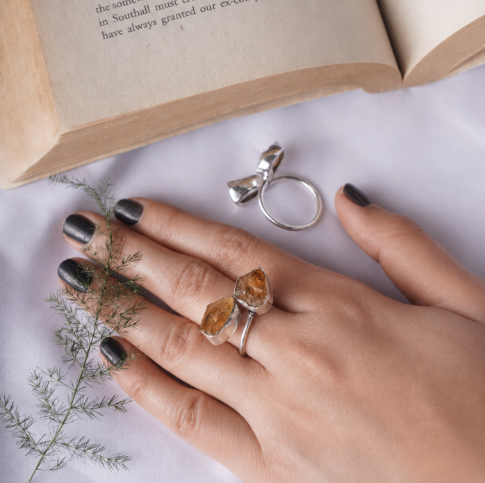 Citrine Double Raw Stone Ring