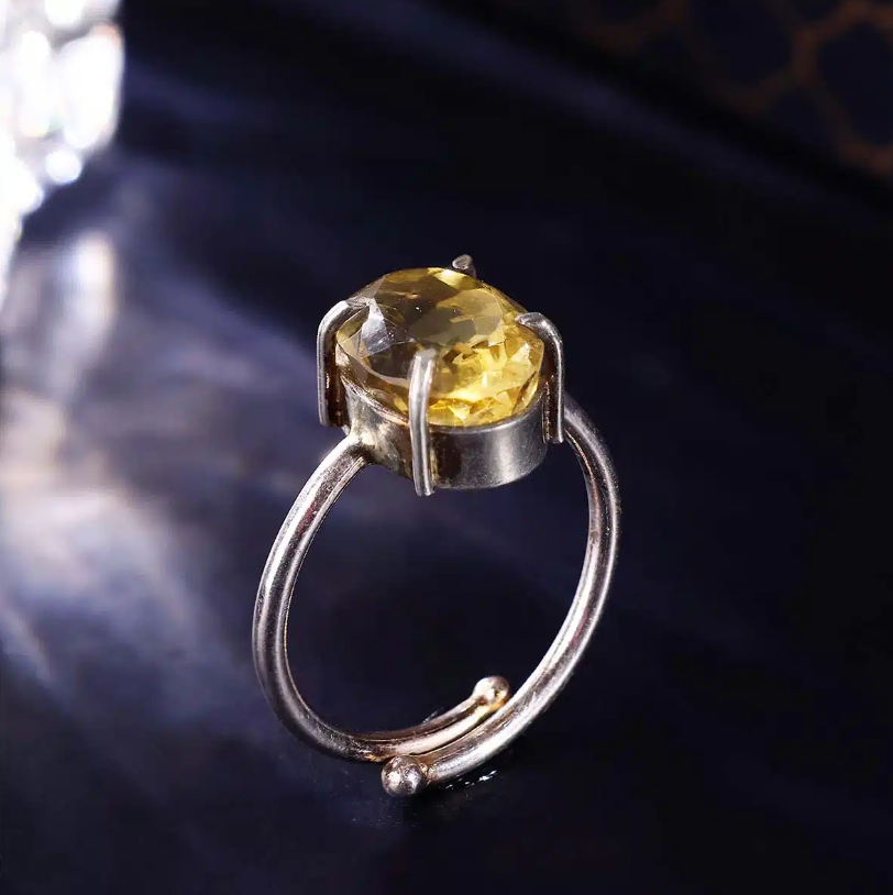 Citrine Diamond Cut Ring