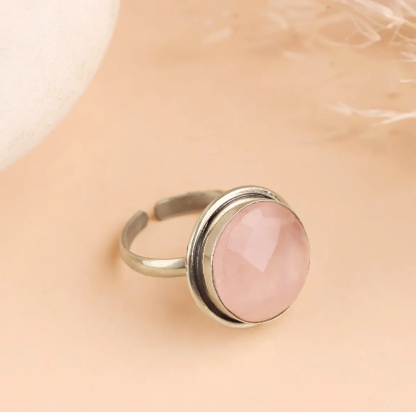 Rose Quartz Faceted Ring