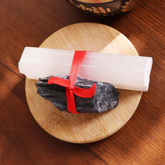 Cleansing Combo Selenite & Black Tourmaline Raw