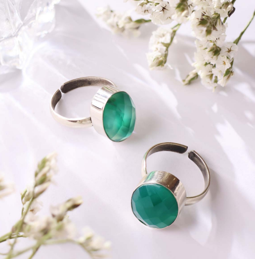 Green Onyx Faceted Ring