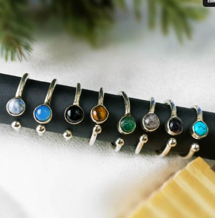 Round Crystal Stone Alloy Metal Adjustable Small Ring