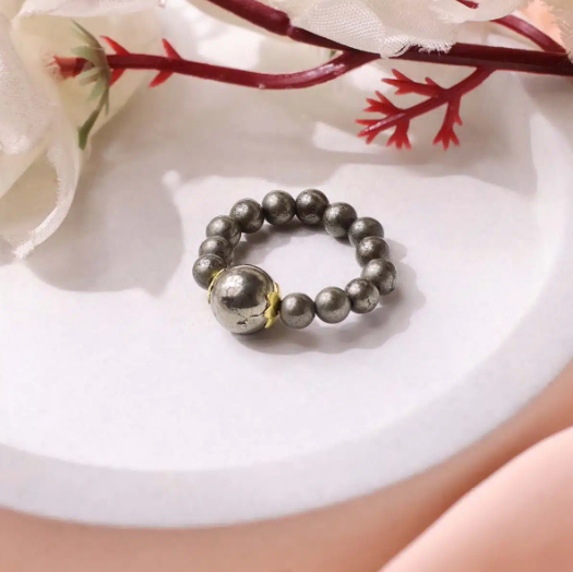 Pyrite Beads Ring