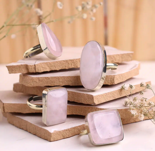 Natural Rose Quartz Ring