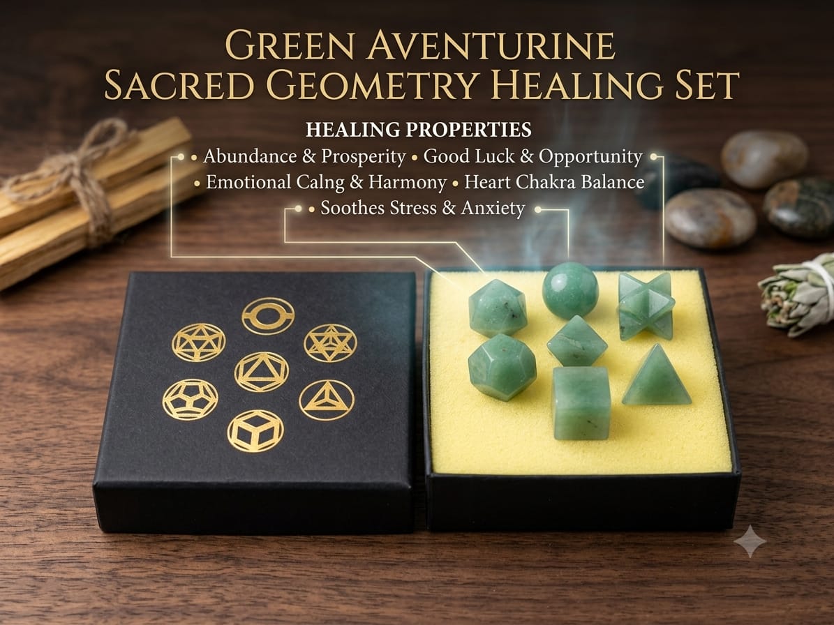 GREEN AVENTURINE SACRED geometry healing set