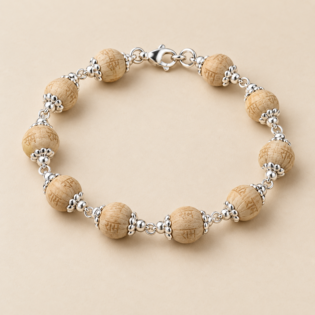 RAM NAAM TULSI BRACELET - SILVER CAPPING