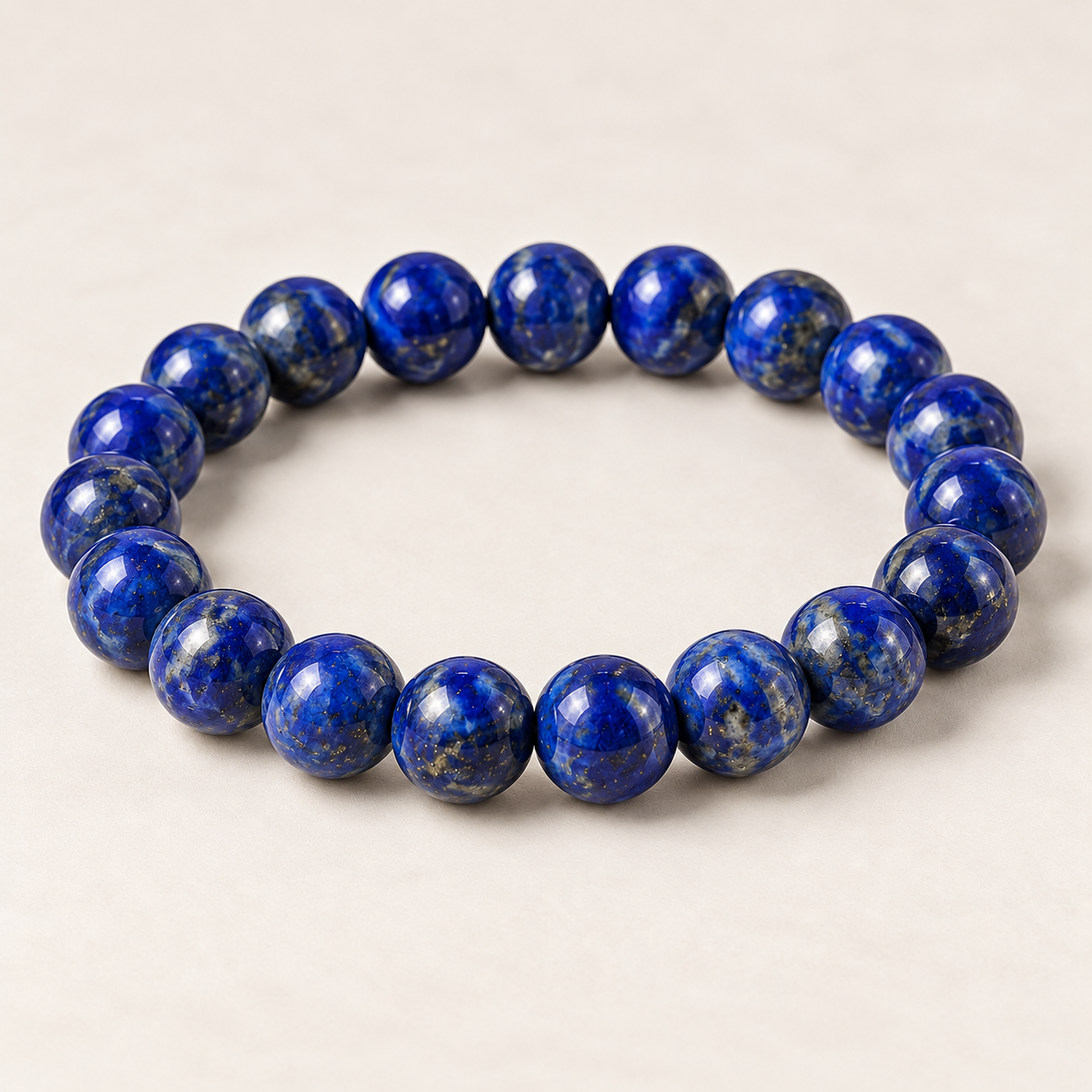 Polished Lapis Lazuli Bead Bracelet-2